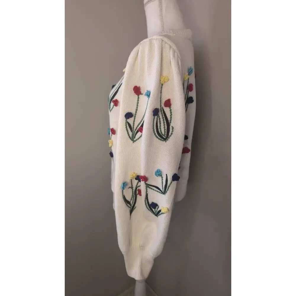 Alice+Olivia Wendell crochet colorful flower sweater - Picture 4 of 9